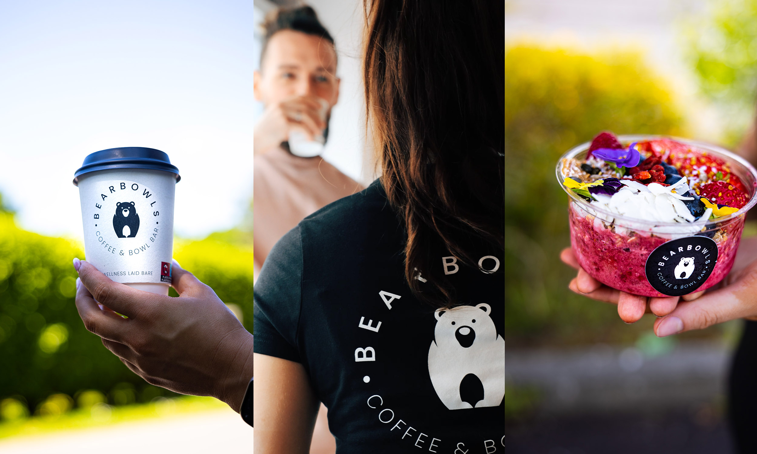 Coffee Cup, packaging, and apparel design for Bear Bowls Cafe
